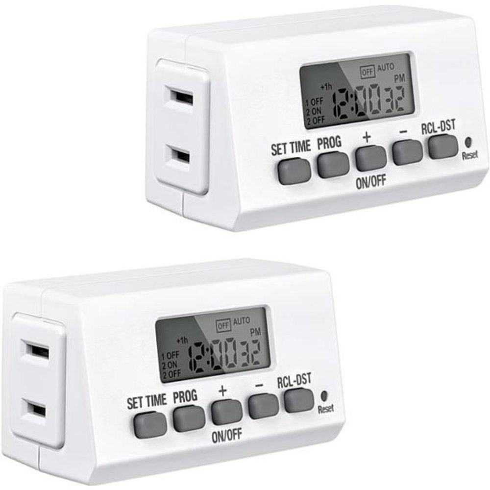 Digital Timer Outlet Indoor, Programmable, Mini 2 Prong Plug in Timers s,2 Pack